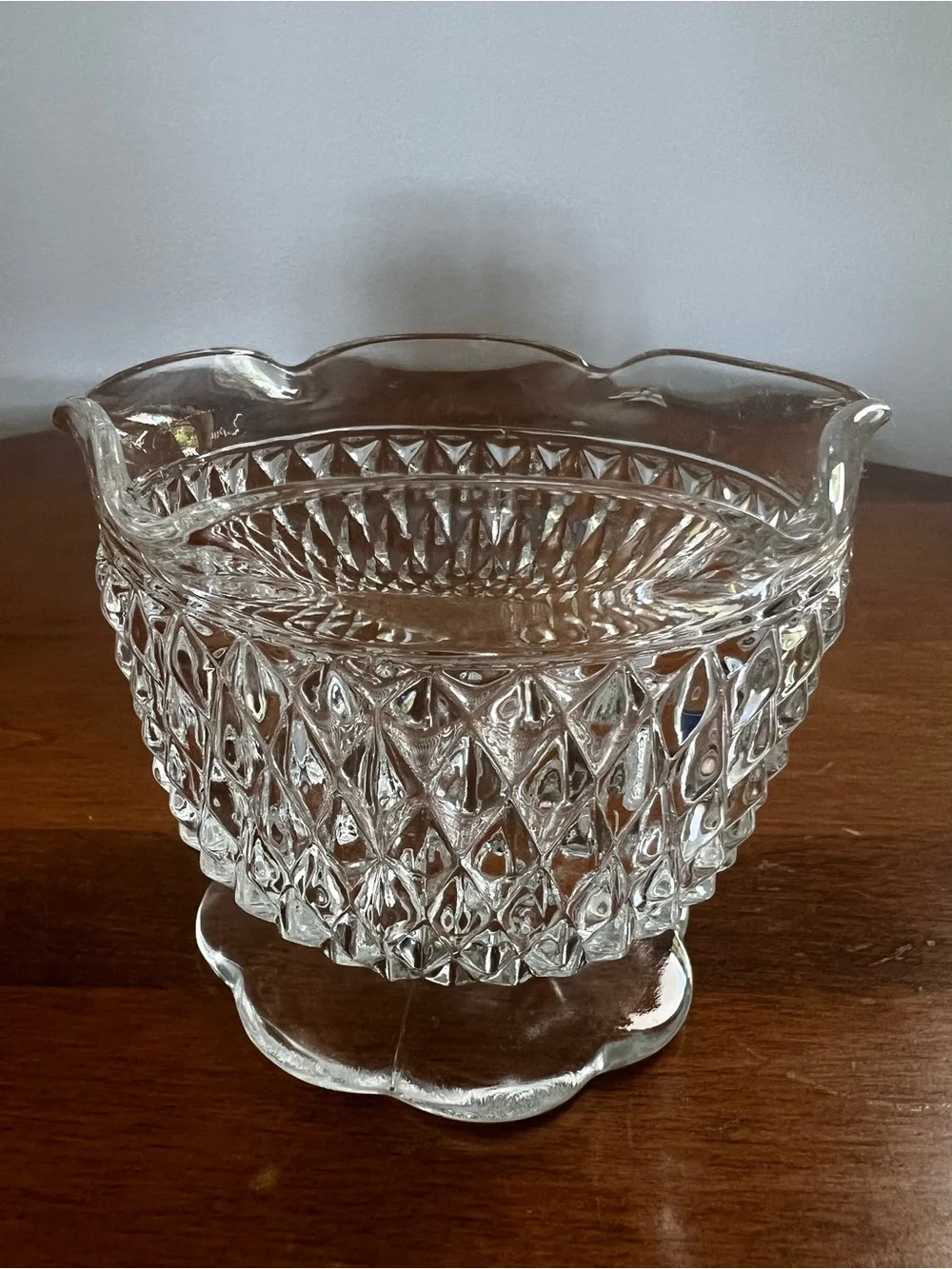 Indiana Glass Clear Diamond Pattern Candle Bowl